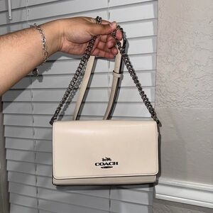 Coach Cream Crossbody Bag with Chain Strap